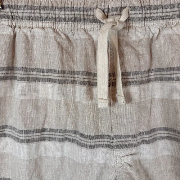 Old Navy Linen Striped Jogger Shorts Tan‎ Brown Size M Elastic Waist High Rise - Picture 3 of 13